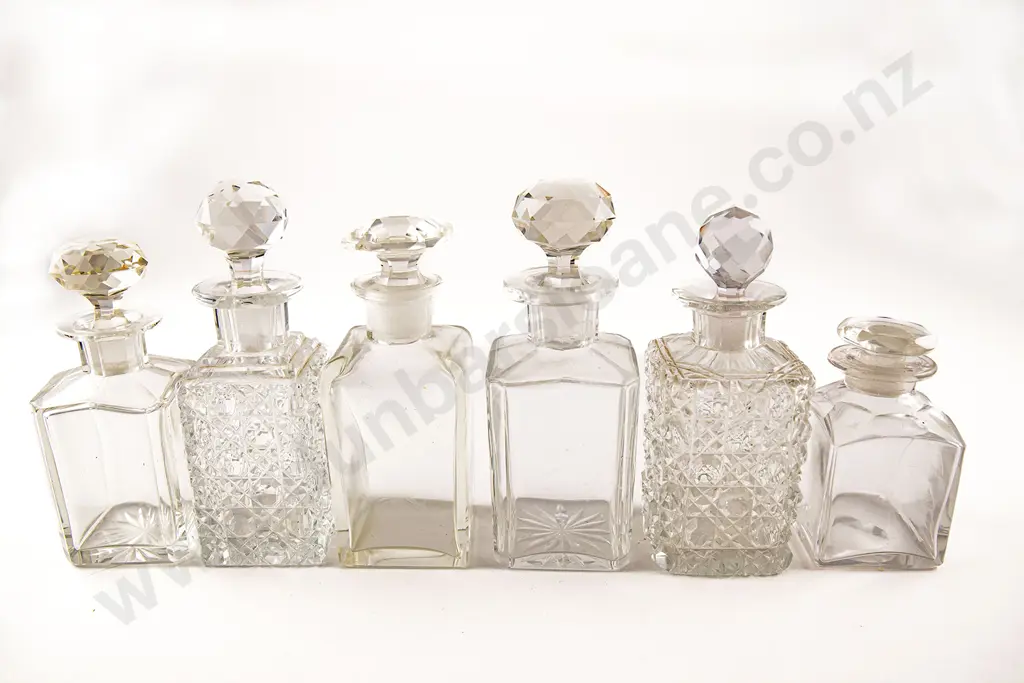 Six Victorian Clear Glass Cologne Bottles Image 1++