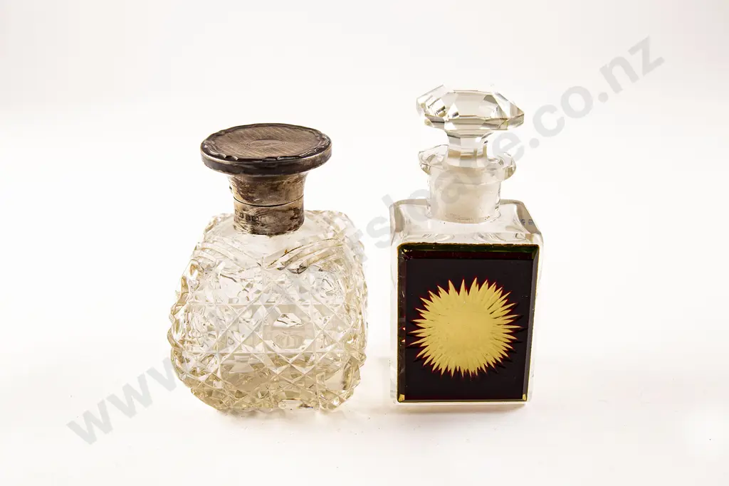 Four Victorian Clear Glass Cologne and Scent Bottles Image 1++