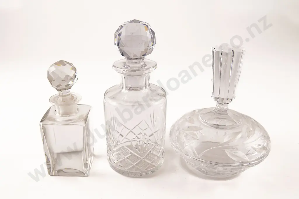 Four Victorian Clear Glass Cologne and Scent Bottles Image 1++