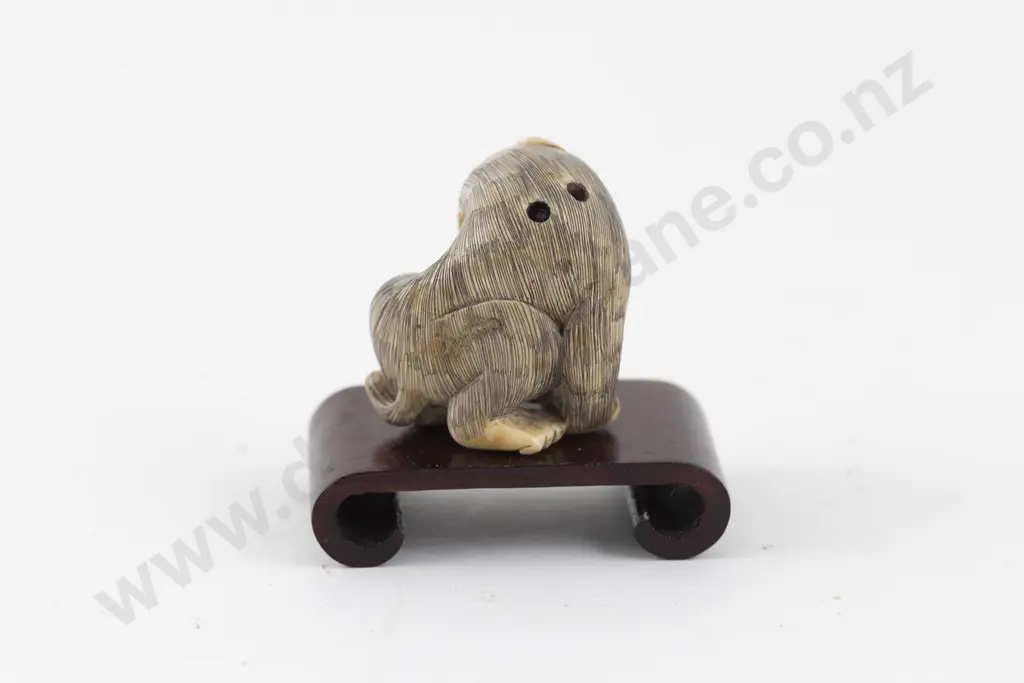Carved Ivory Netsuke of a Monkey Image 1++