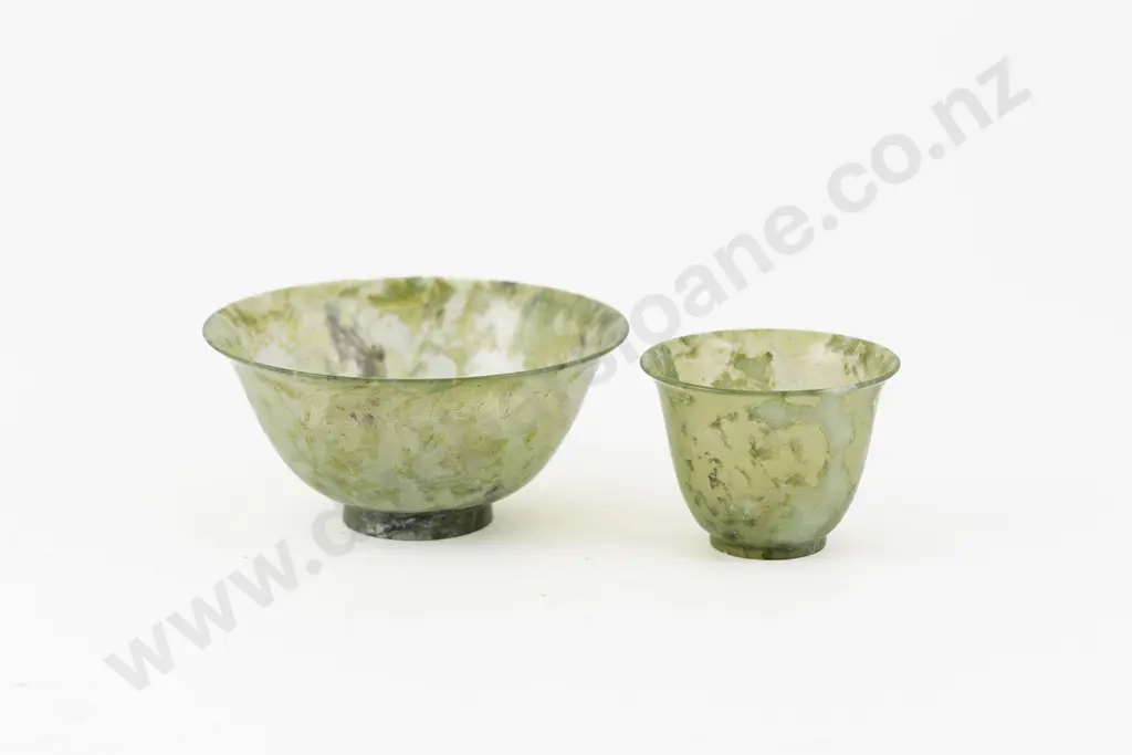 Two Small Chinese Jade Bowls Image 1++