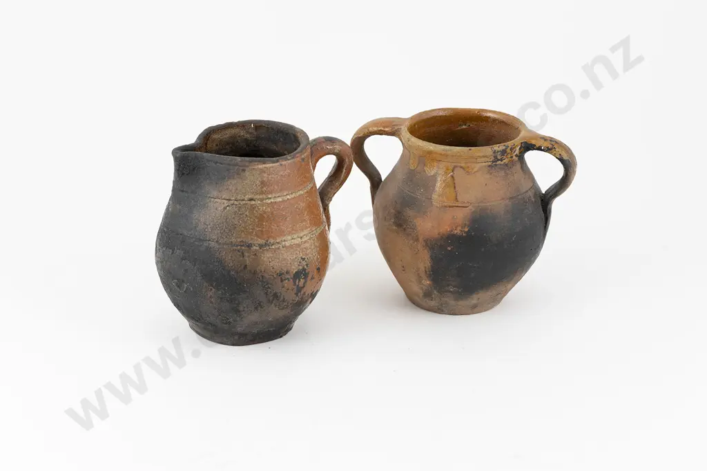 Rustic Antique Spanish Pine Wall Shelf With Terracotta Jug & Bowl Image 1++
