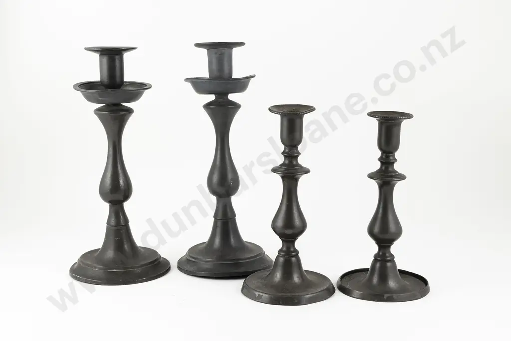 Two Pair C18th/19th Pewter Candlesticks Image 1++