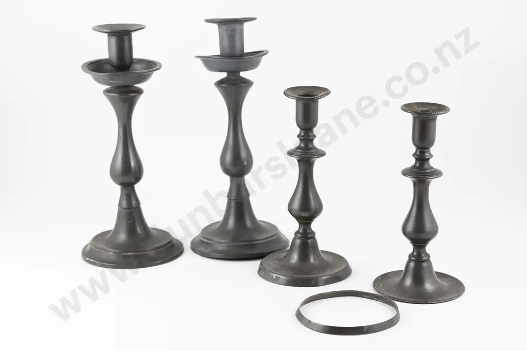 Two Pair C18th/19th Pewter Candlesticks Image 1++
