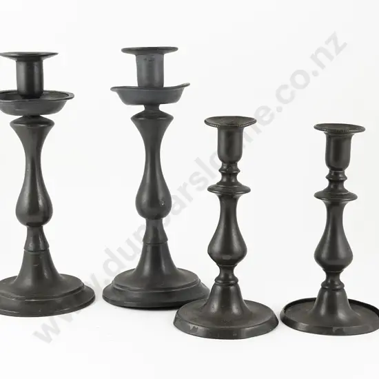 Two Pair C18th/19th Pewter Candlesticks