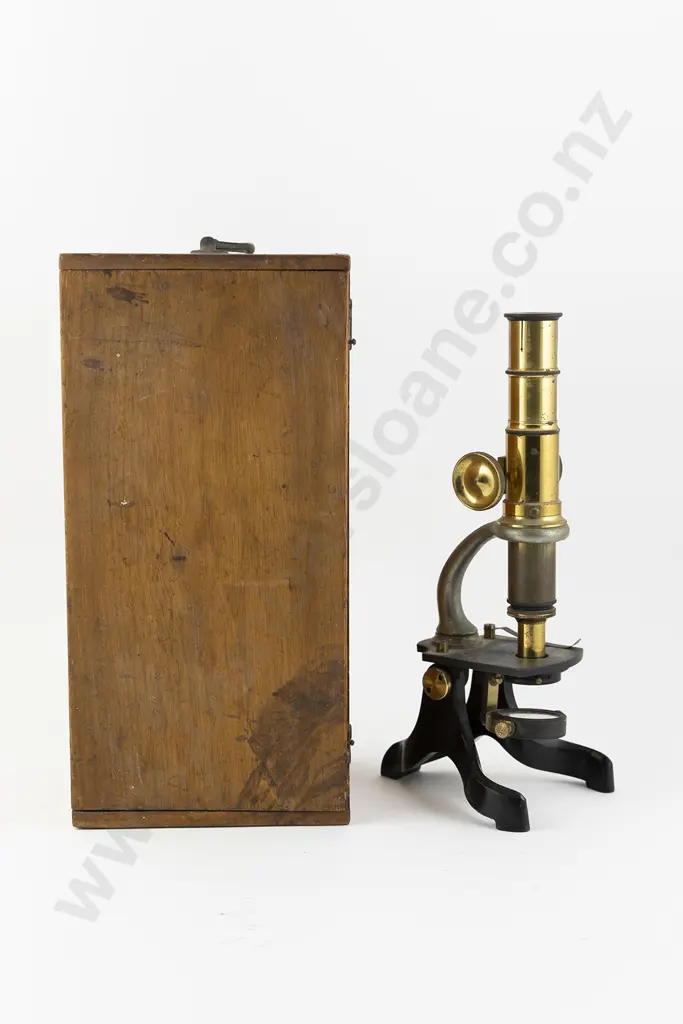 Early C20th Boxed Monocular Microscope Image 1++