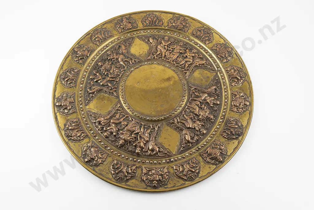 Large Thai Brass & Copper Circular Charger Image 1++