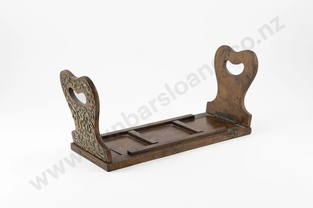 Vict Burr Walnut & Brass Mounted Telescopic Bookstand Image 1++