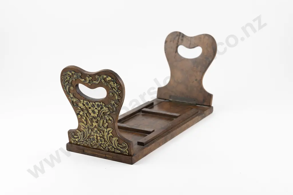 Vict Burr Walnut & Brass Mounted Telescopic Bookstand Image 1++