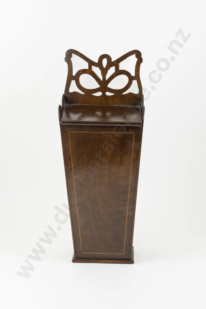 Geo III Mahogany & Inlaid Hanging Candle Box Image 1++