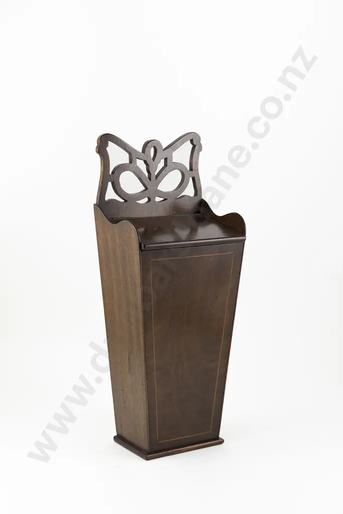 Geo III Mahogany & Inlaid Hanging Candle Box Image 1++