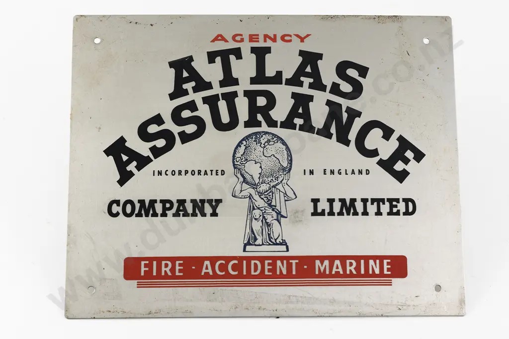 Vintage Steel and Enamel Atlas Assurance Company Building Plaque Image 1++