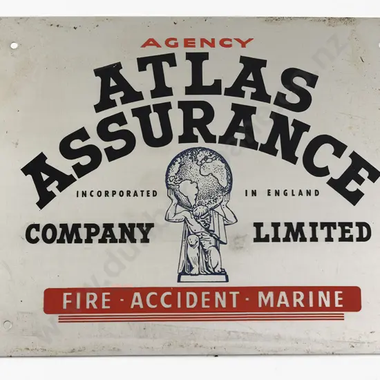 Vintage Steel and Enamel Atlas Assurance Company Building Plaque