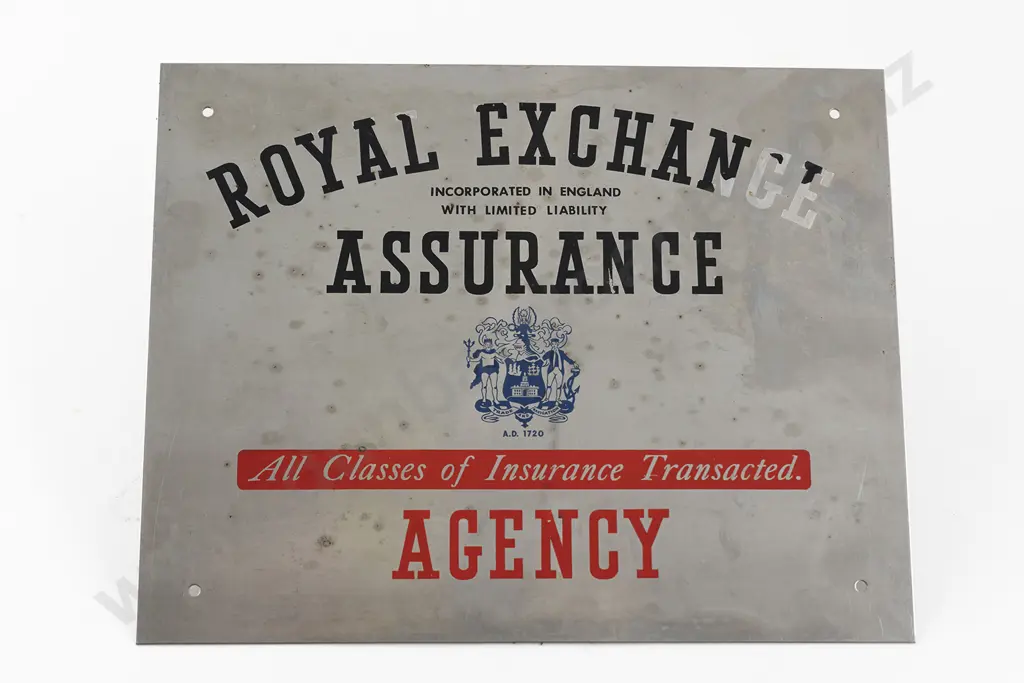 Vintage Steel and Enamel Royal Exchange Assurance Building Plaque Image 1++