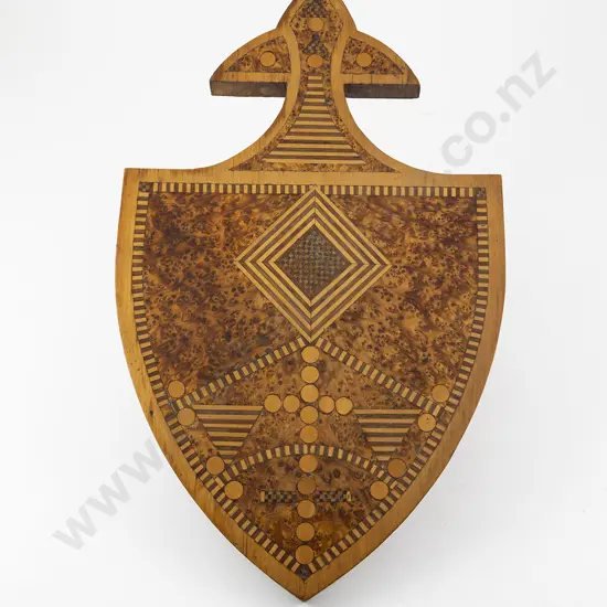 NZ Colonial Native Timber Inlaid Shield
