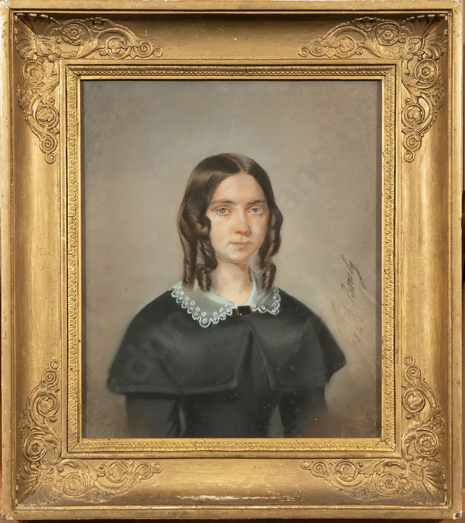 Charles Borély (French 1817-1881) - Portrait of a Young Woman Image 1++