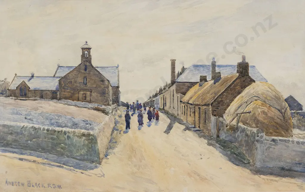 Andrew Black RSW (1850-1916) The Village Church Hopeman Image 1++