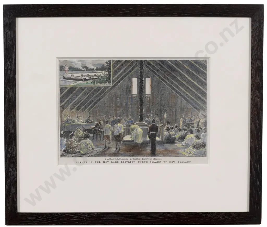 Vict Coloured Engraving Scenes In The Hot Lake District North Island Of New Zealand Image 1++
