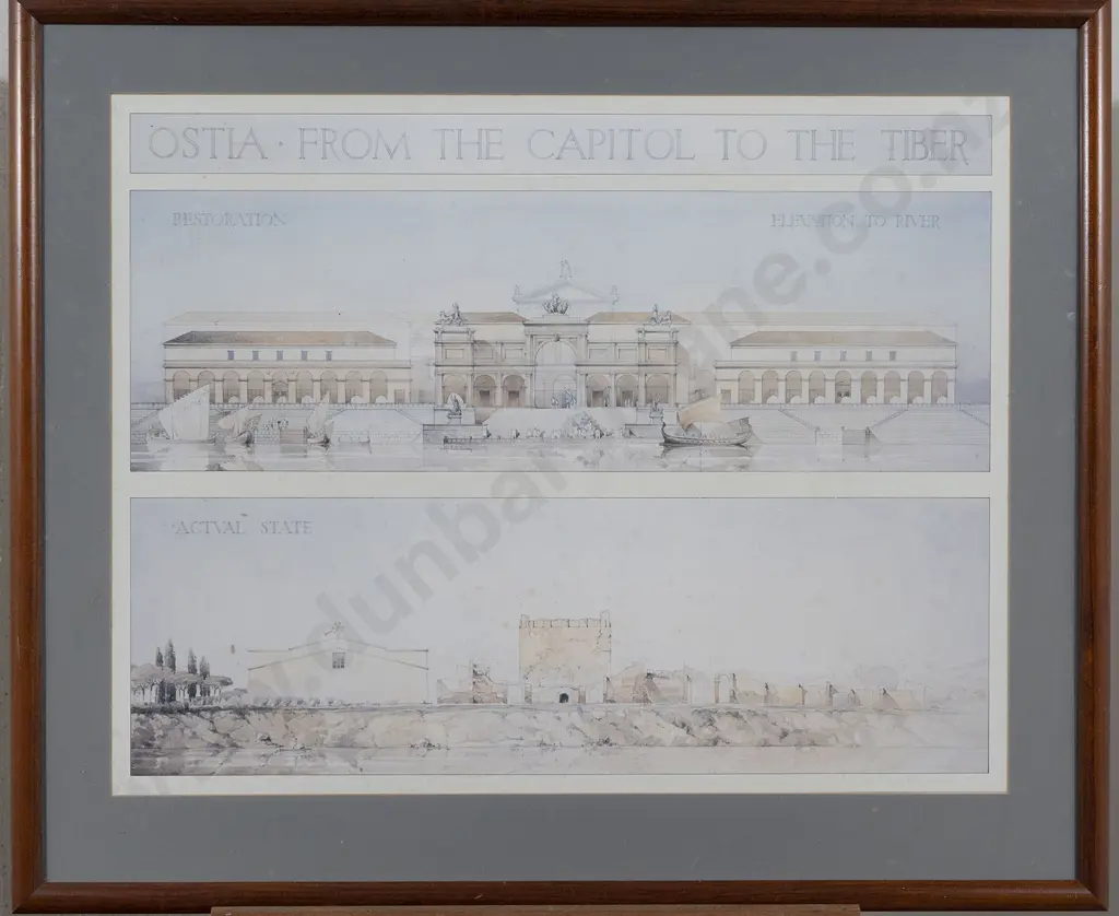 Large Antique Stage Design Engraving Of Roman Tombs Image 1++