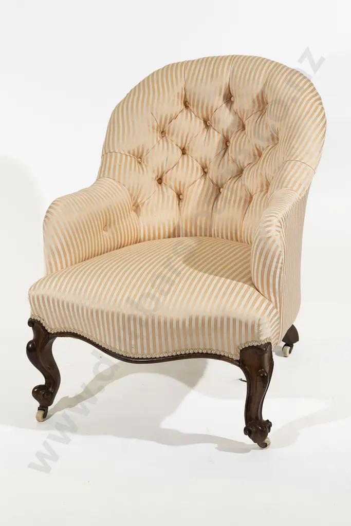 Victorian Walnut Framed Parlour Tub Chair Image 1++