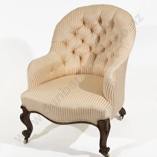 Victorian Walnut Framed Parlour Tub Chair