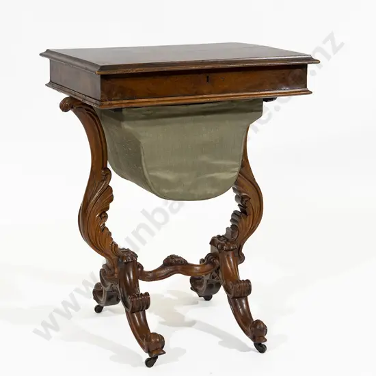 Early Victorian Figured Walnut Work Table
