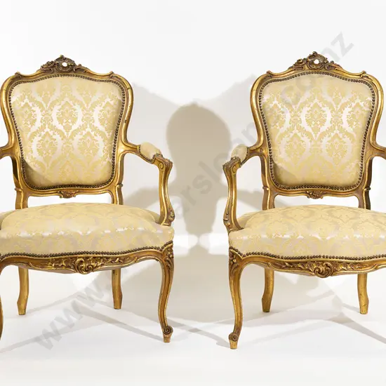 Pair Early C20th Louis XV Style Fauteils