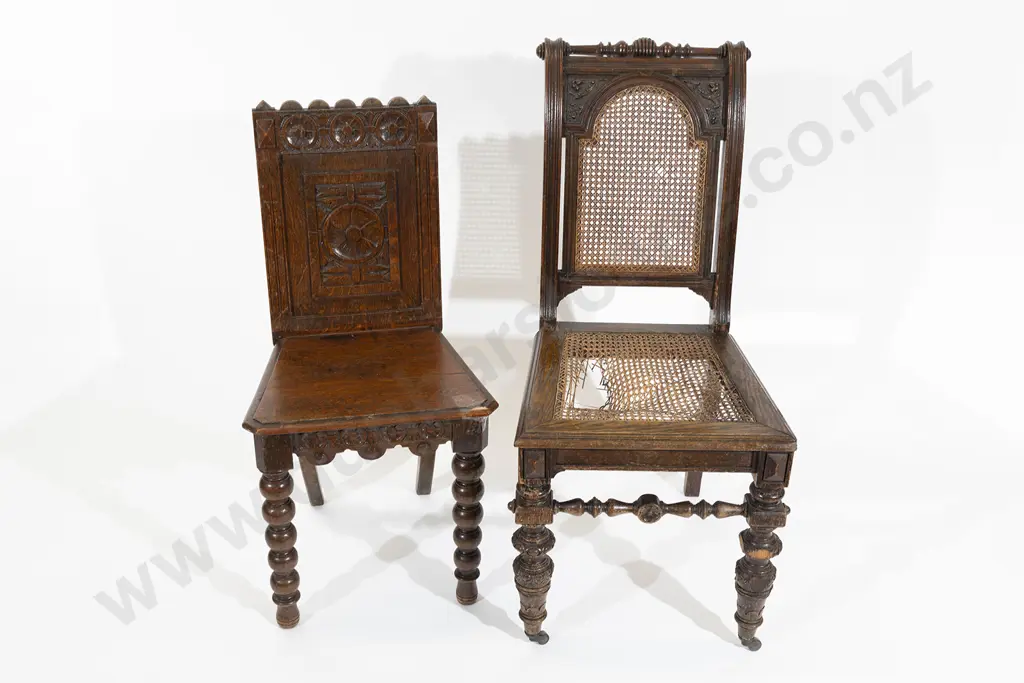 Two Late Victorian Oak Side Chairs Image 1++