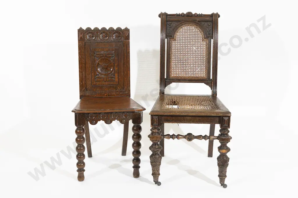 Two Late Victorian Oak Side Chairs Image 1++
