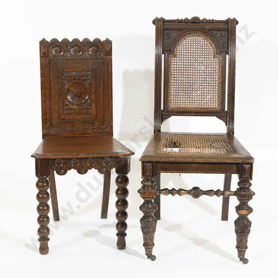 Two Late Victorian Oak Side Chairs