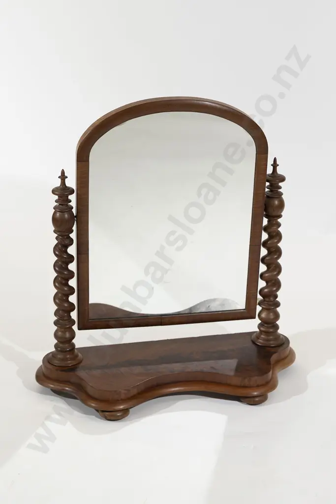 Victorian Faded Flame Mahogany Toilet Swing Mirror Image 1++