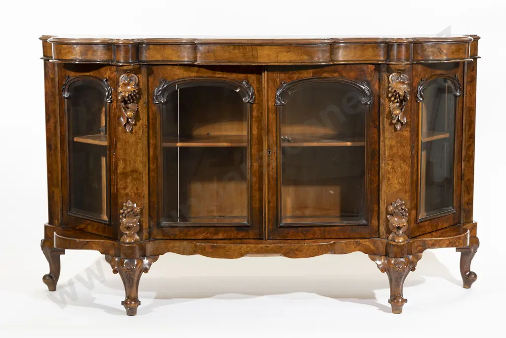 Victorian Figured Walnut Side Cabinet Image 1++