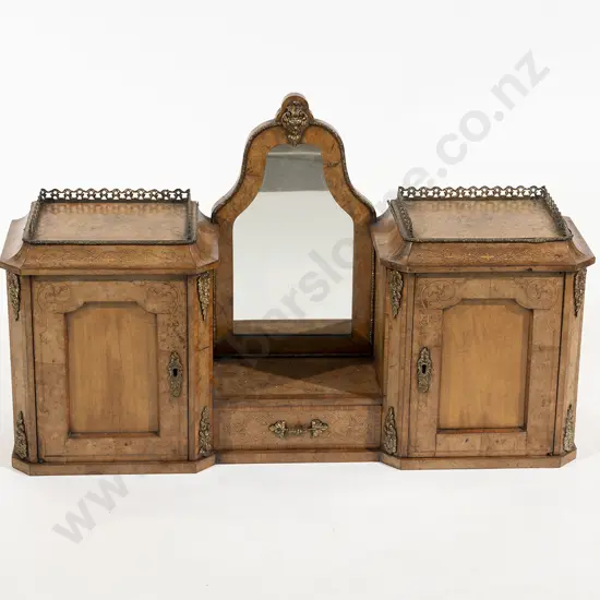 Late C19th Faded Walnut Table Marquetry & Gilt Metal Bonheur Du Jour Top