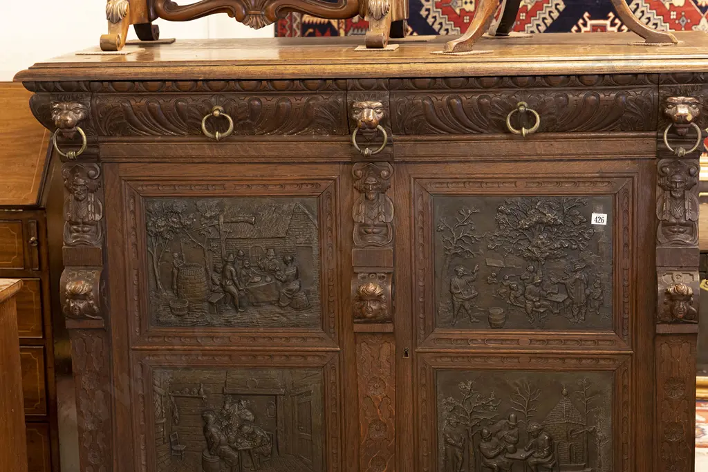 Late C19th German Oak Court Cupboard Image 1++