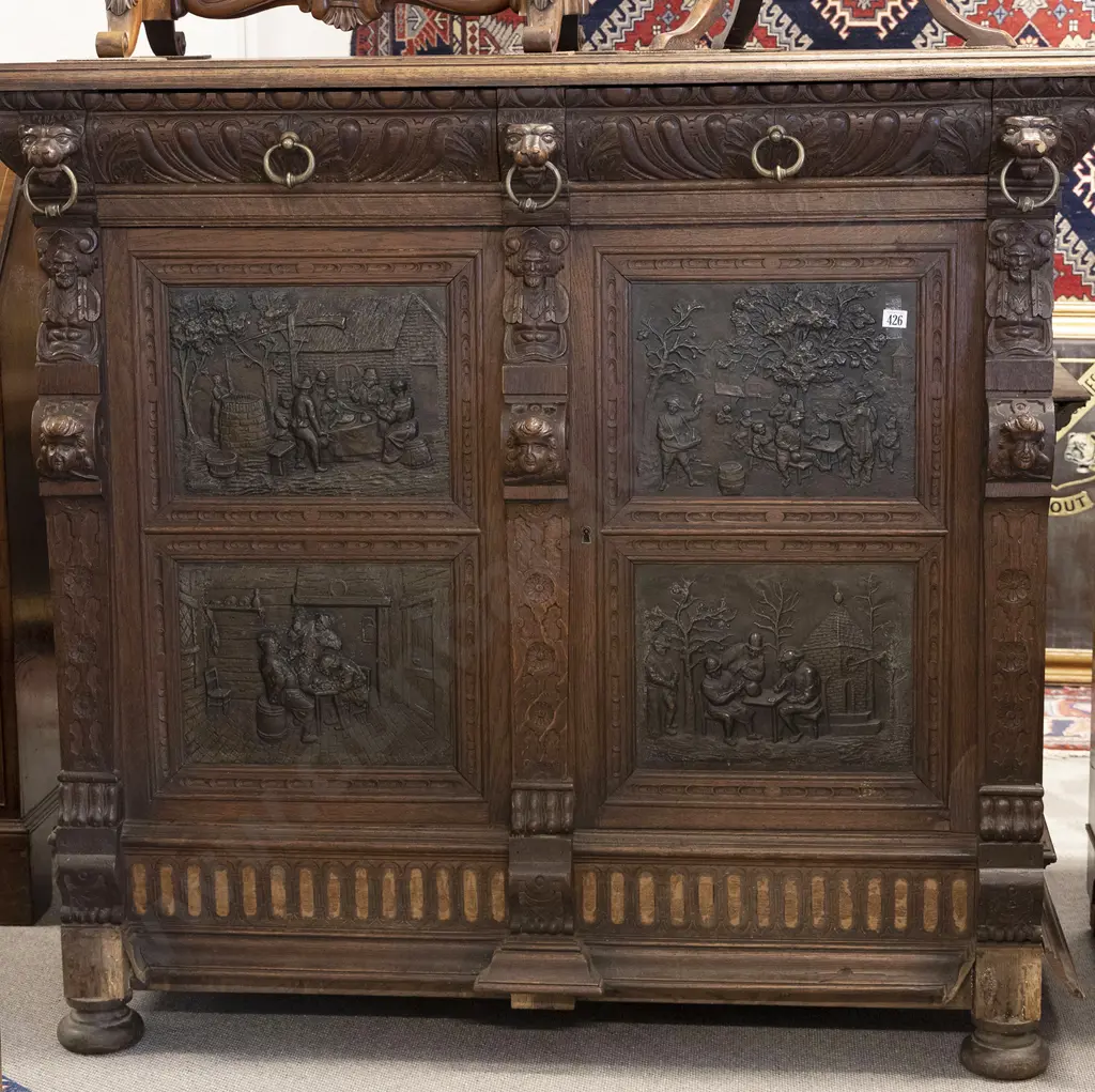 Late C19th German Oak Court Cupboard Image 1++