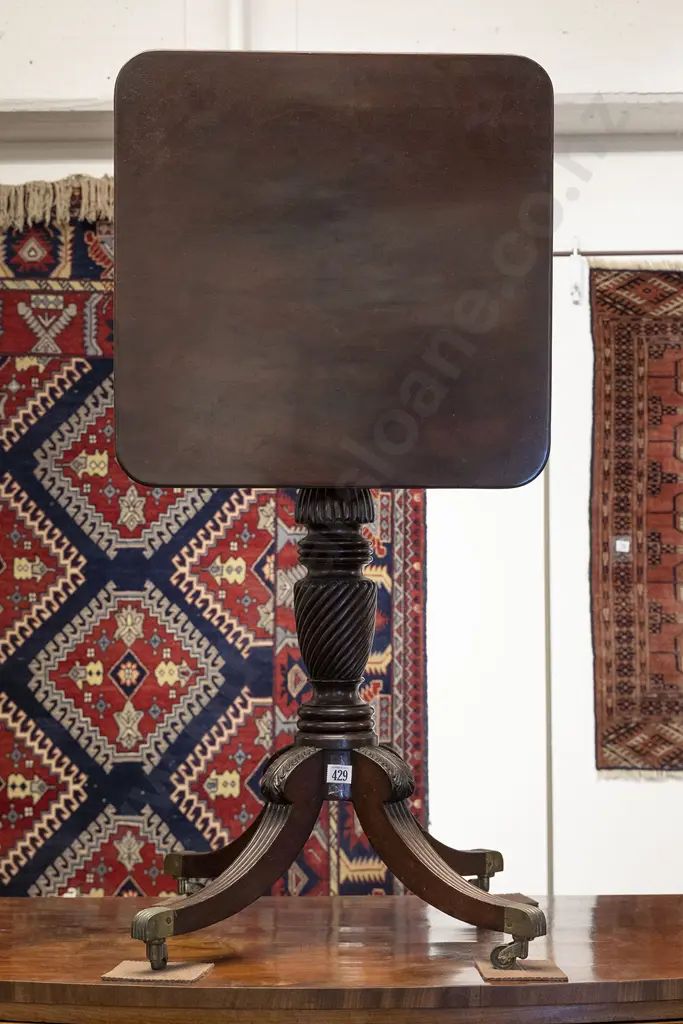 Regency Possibly Irish Mahogany Tilt Top Wine Table Image 1++