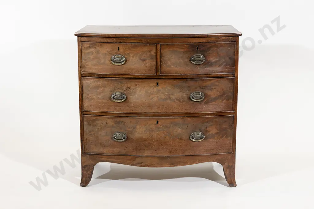Regency Faded Flame Mahogany Small Proportion Bow Front Chest Image 1++