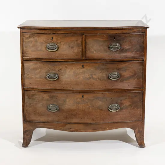 Regency Faded Flame Mahogany Small Proportion Bow Front Chest