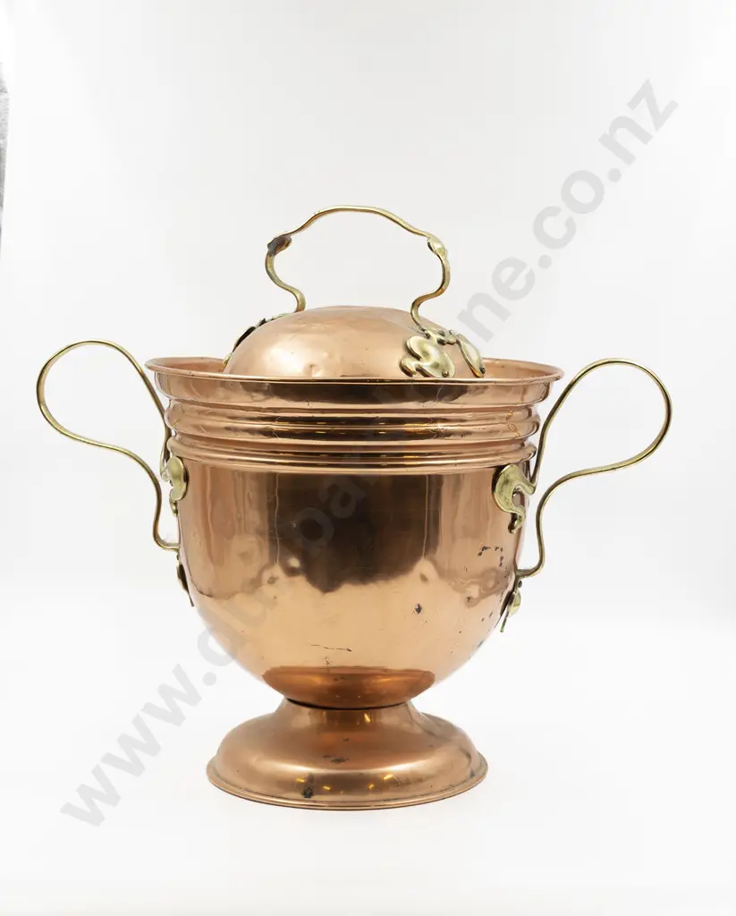 Art Nouveau Copper & Brass Coal Bin Image 1++