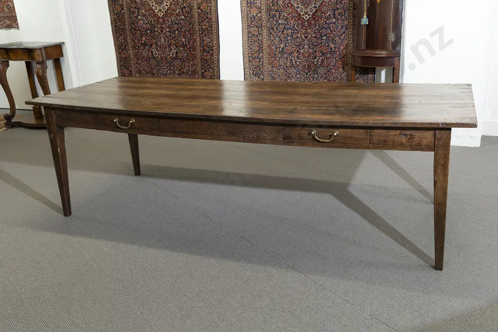 C19th French Provincial Oak Farmhouse Dining Table Image 1++