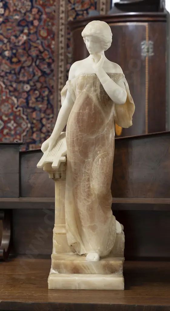 Late C19th Italian Carved Marble Classical Standing Muse Image 1++