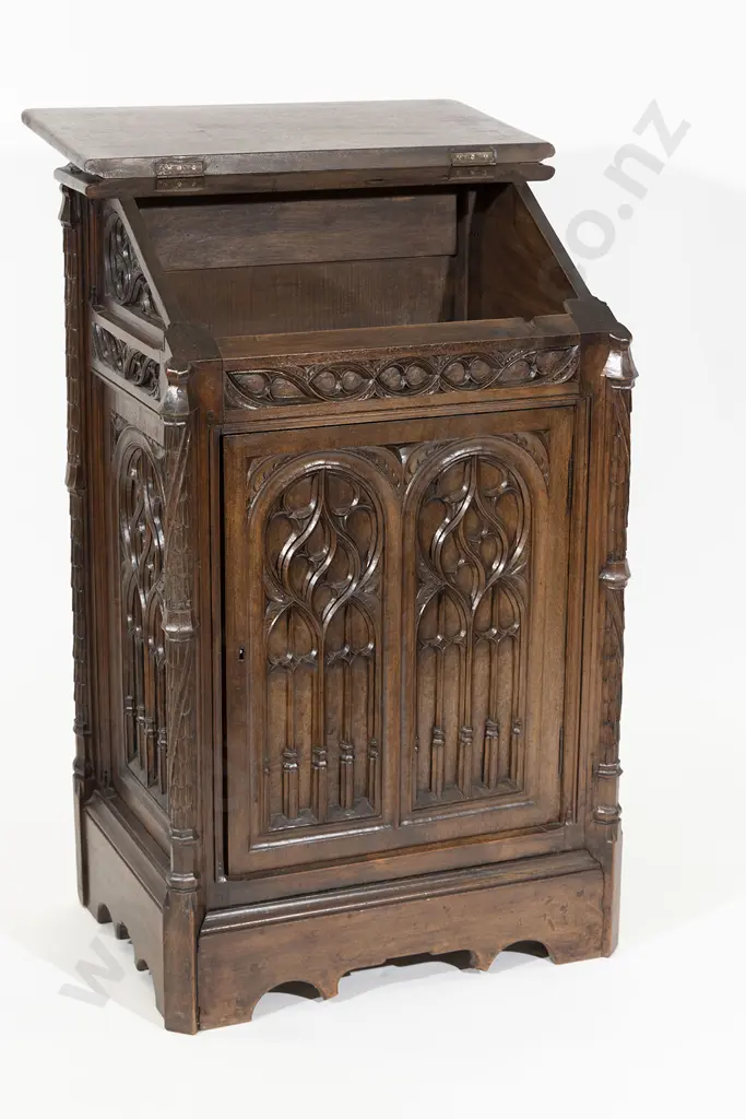 Late C19th French Oak Gothic Revival Bible Stand Image 1++