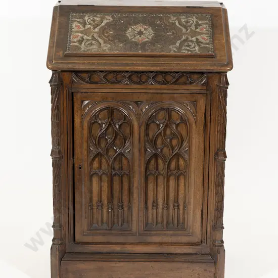 Late C19th French Oak Gothic Revival Bible Stand
