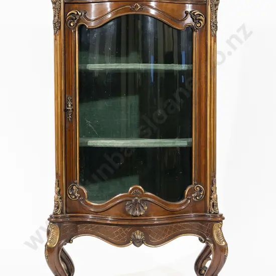 Early C20th French Style Walnut ,Parcel Gilt & Ormolu Vitrine