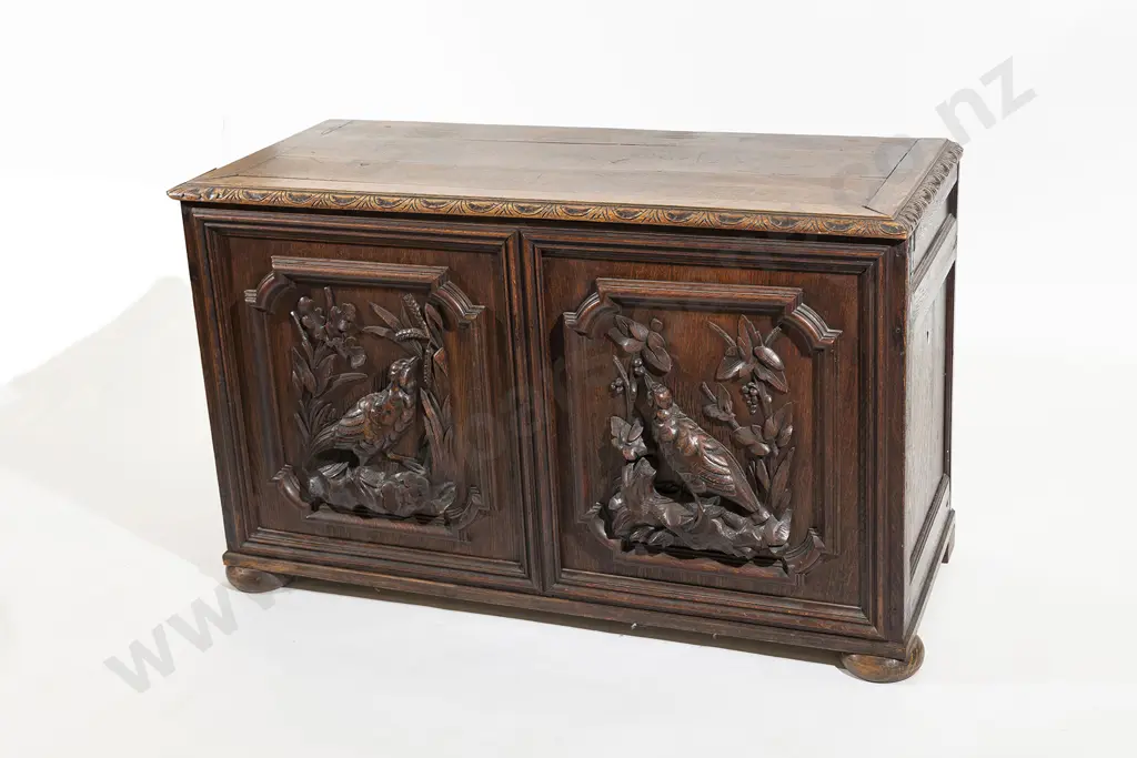 C19th Bavarian Oak Hunting Lodge Coffer Image 1++