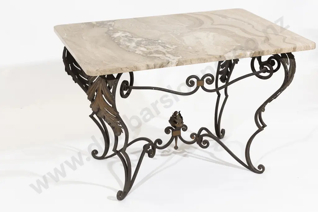 Mid C20th Wrought Iron and Marble Occasional Table Image 1++