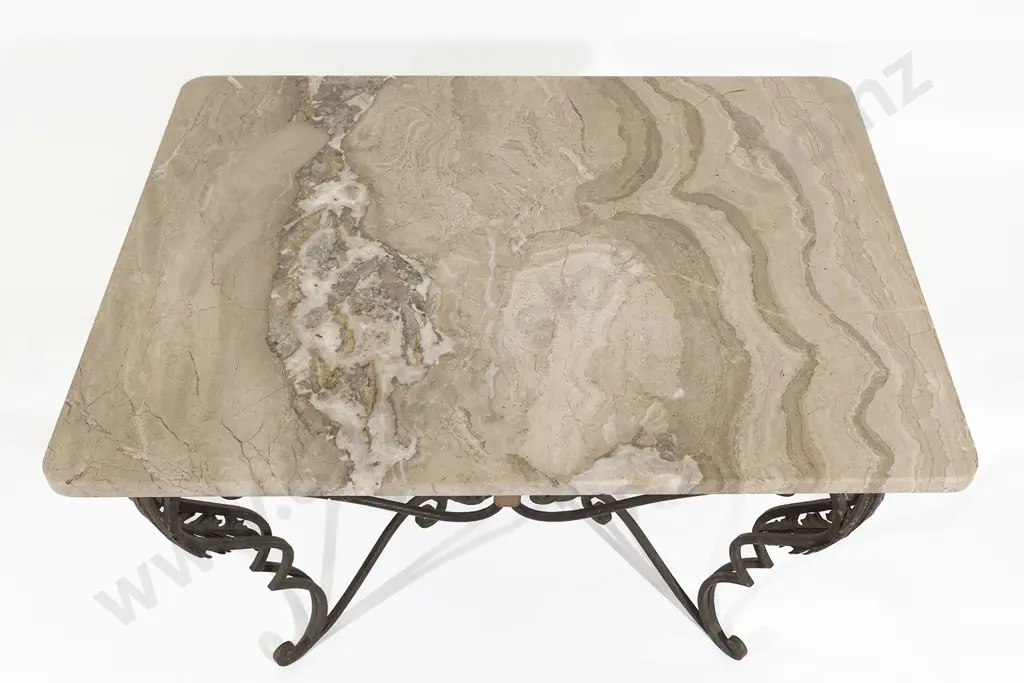 Mid C20th Wrought Iron and Marble Occasional Table Image 1++