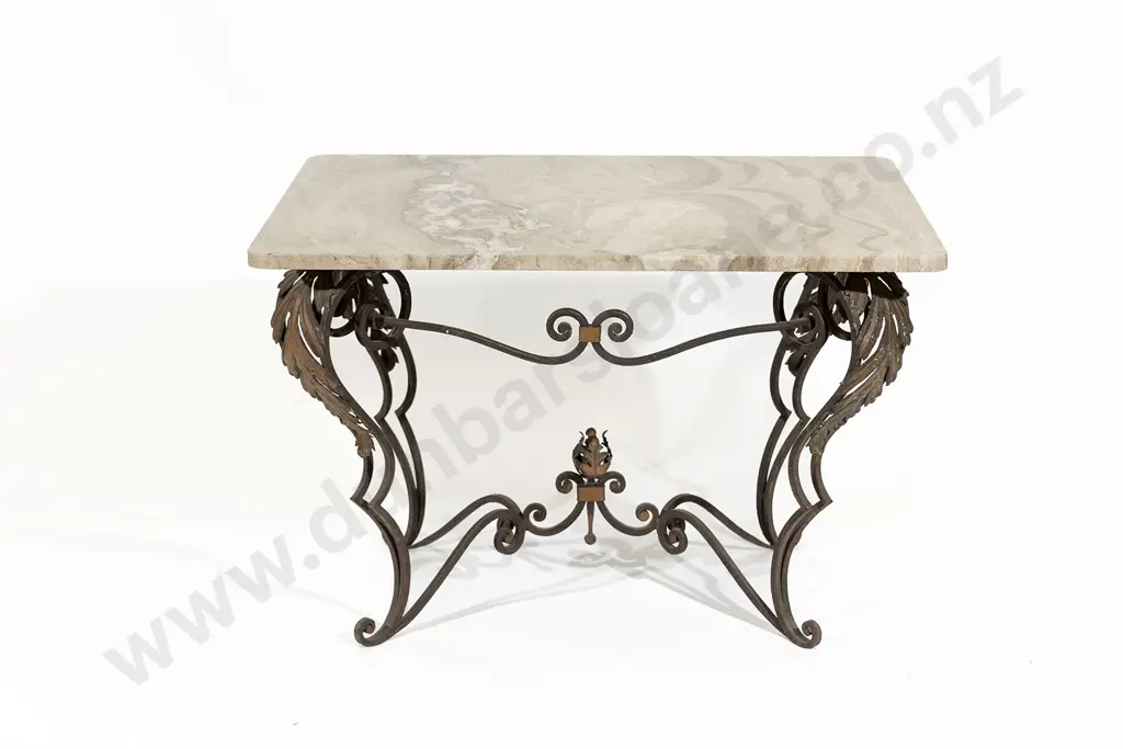 Mid C20th Wrought Iron and Marble Occasional Table Image 1++