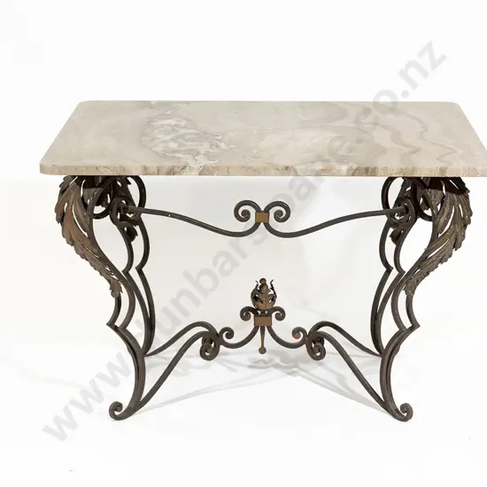 Mid C20th Wrought Iron and Marble Occasional Table