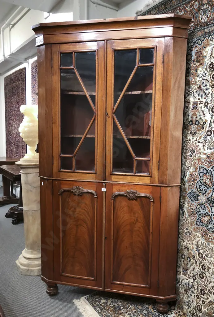 Victorian Mahogany Two Section Corner Cabinet Image 1++